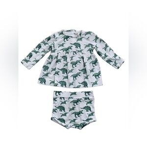 Kate Quinn Size 18-24 Months Green Dinosaur Bamboo Dress and Bloomers